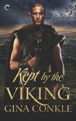 Kept by the Viking by Gina Conkle, historical romance with viking warrior on cover