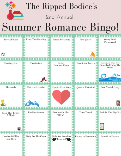 Ripped Bodice Summer Romance Bingo Card